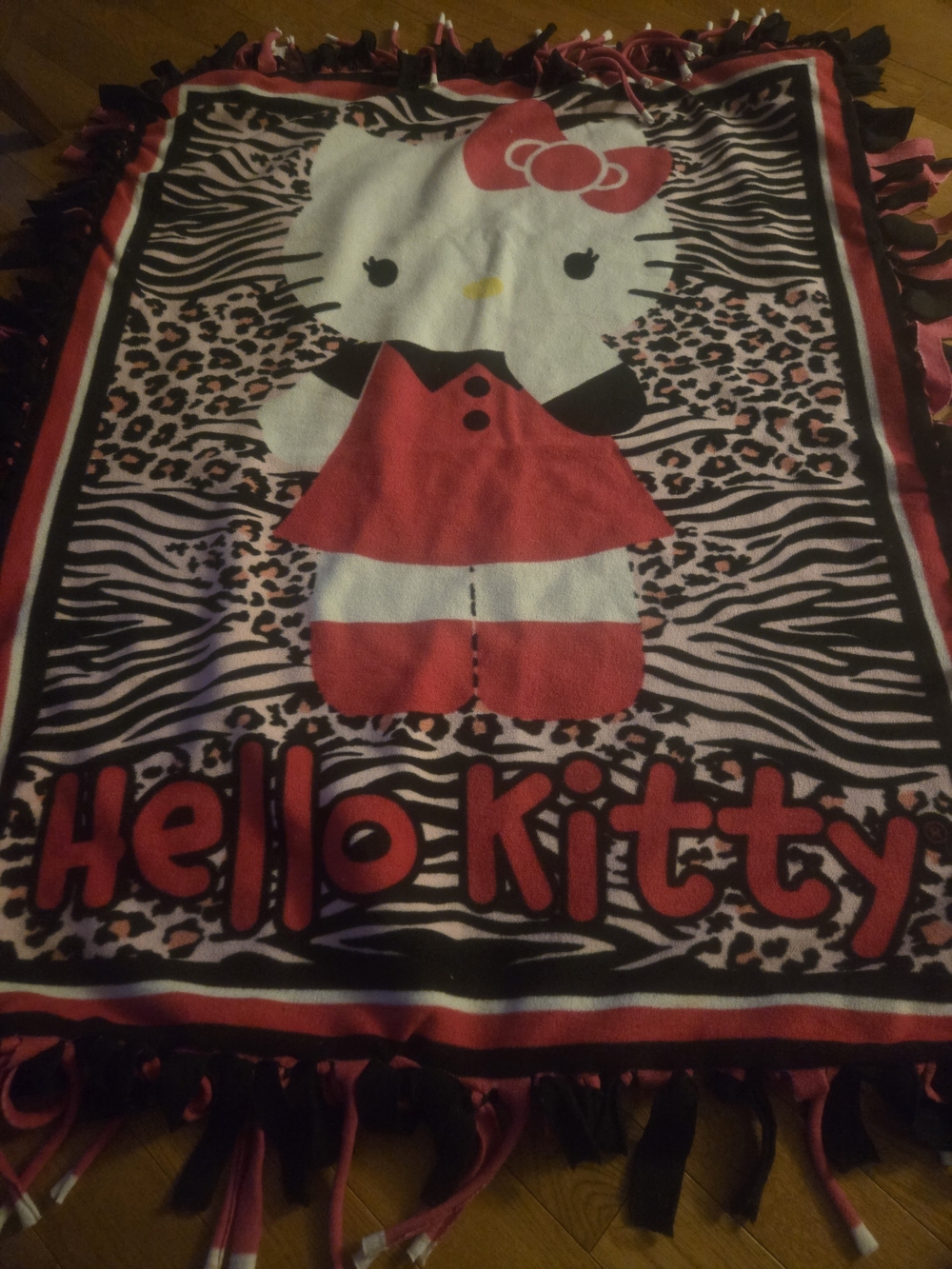 Hello Kitty Black, Pink and White Plush Throw